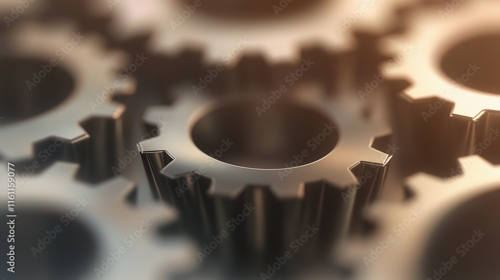 Aufkleber overlapping metallic gears with blurred background effect