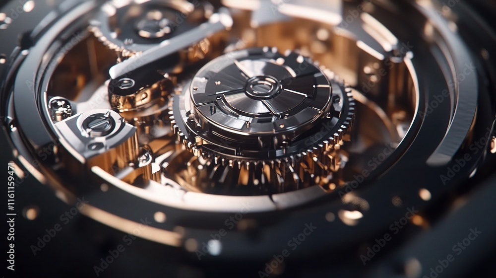 Poster close-up of intricate machine gears and wheels in dynamic motion