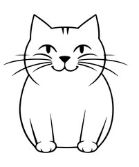 simple cute smiling cat outline vector illustration