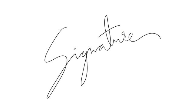 signature on white background animation video
