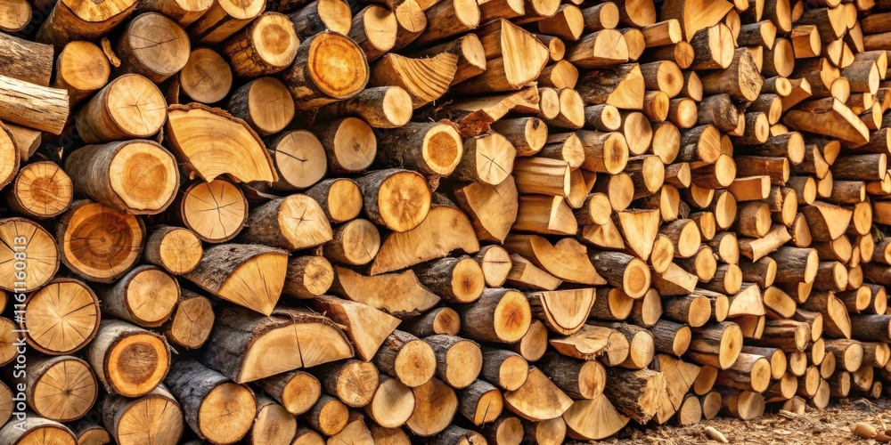 Poster a stack of neatly arranged logs, displaying the natural beauty of wood grain and patterns