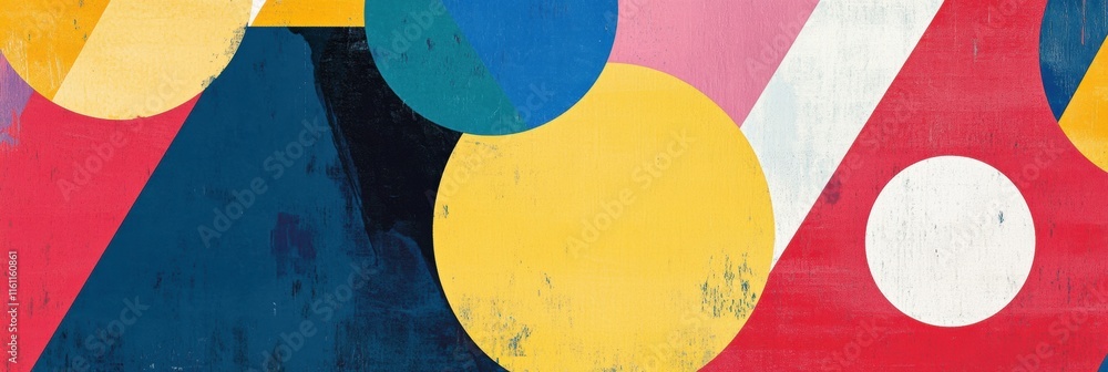 Leinwandbilder abstract retro risograph art featuring vibrant geometric shapes and ample space for text display. ge
