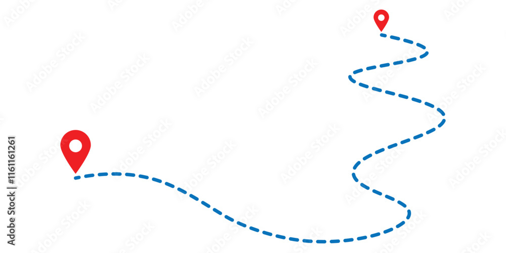 Poster route icon. navigation path pin icon. path vector icon.