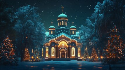 Fototapeta premium Orthodox Christmas Background Concept 