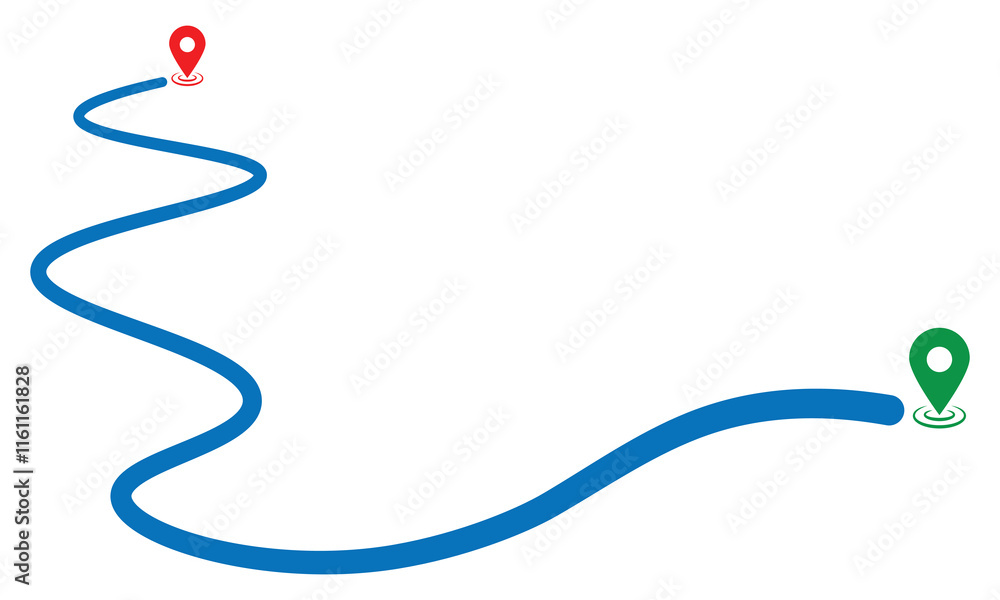 Poster route icon. navigation path pin icon. path vector icon.