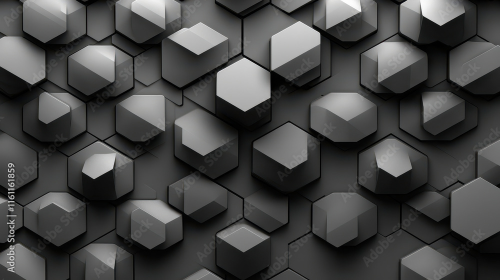 Aufkleber 3d gray geometric seamless hexagon pattern background for modern design projects