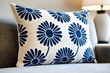 Blue Flower Pillow Illustration