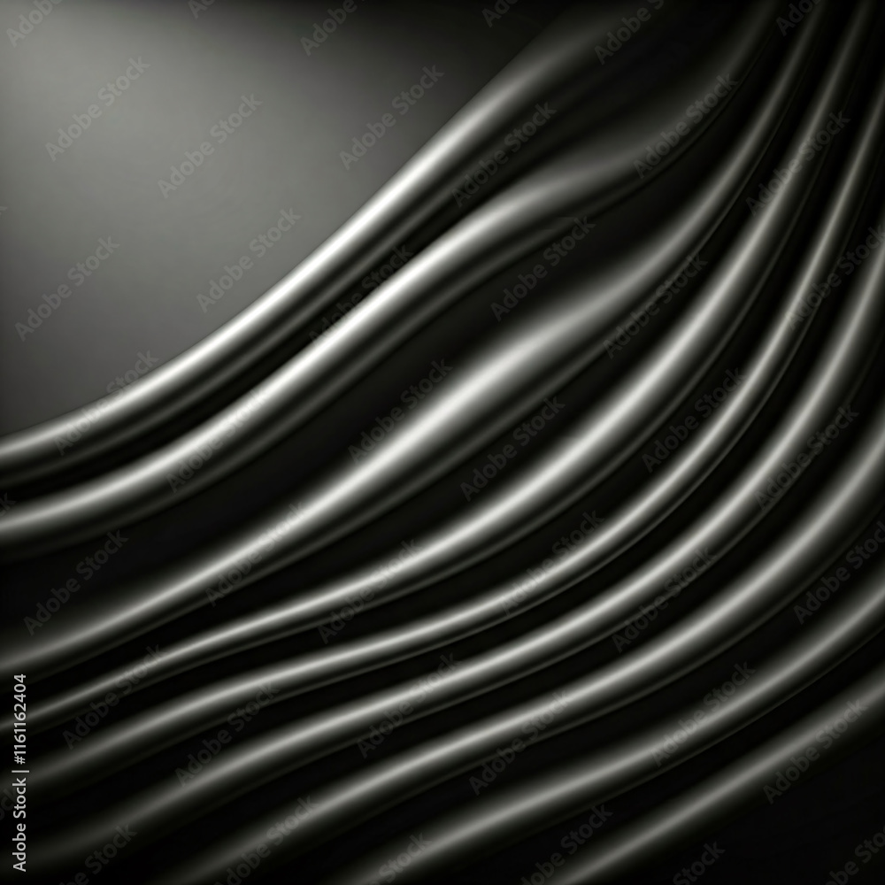 Poster a smooth black silk-like fabric flows elegantly to one side against a matte black background, creati