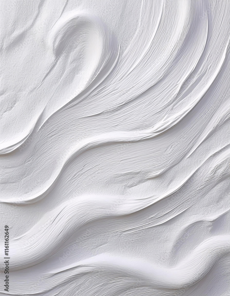 Poster Flowing white textures create an abstract, wave-like pattern, evoking a sense of movement and fluidity Generative AI