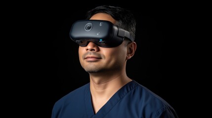 Fototapeta premium Virtual reality experience for medical training studio digital photography dark environment close-up innovation