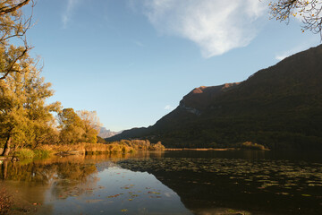 Autumn landscape with lake of Piano, Porlezza Como
