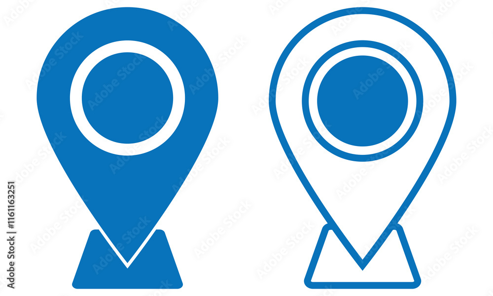 Poster set of blue map pointers