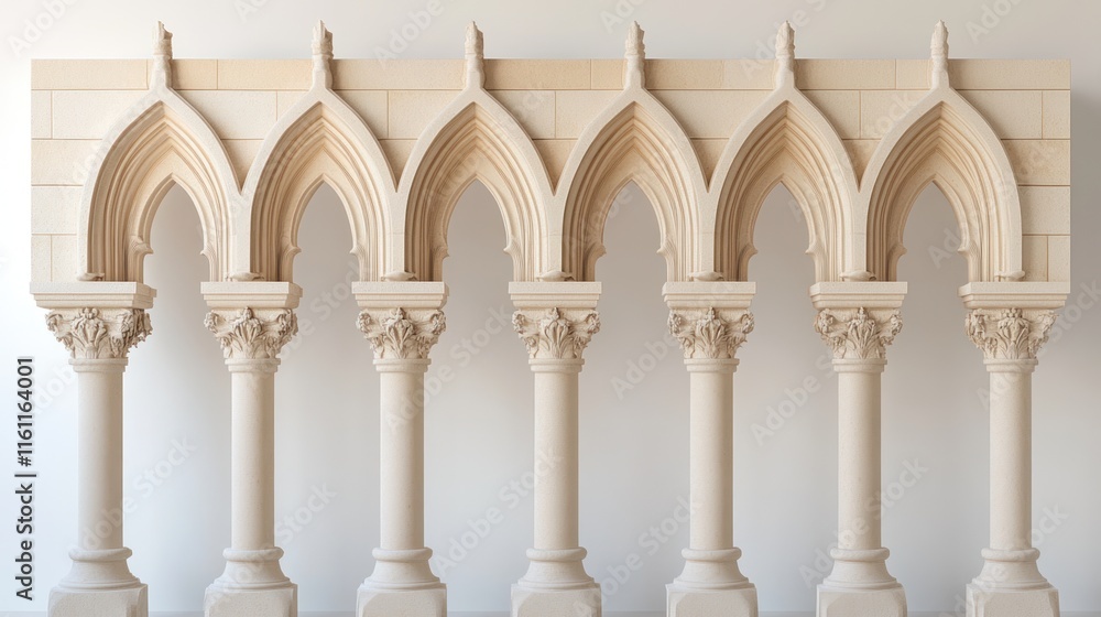 Poster elegant cream columns archway row classic style design