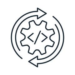  Software development.Data management.Vector linear icon isolated on white background.