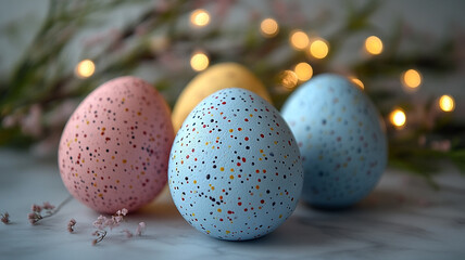 Obraz premium Colored Easter eggs and willow twigs.