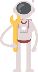 Astronaut Character Holding Wrench
