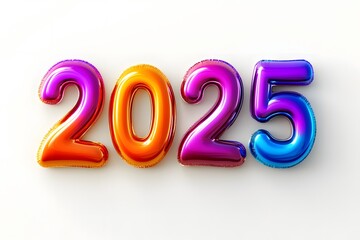 Happy New Year 2025! Colorful Balloons