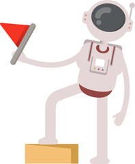 Astronaut Character Holding Flag
