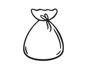 traditional korean line new year lucky bag. pukchumoni doodle hand drawn icon. Outline drawing line clipart symbol