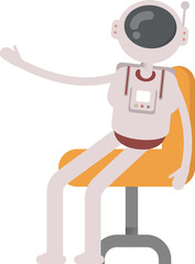 Astronaut Character Sitting on Office Chair
