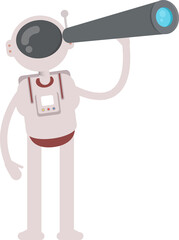 Astronaut Character Using Binoculars
