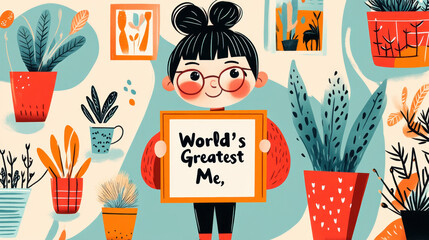 Narcissistic, A character proudly displays a framed certificate, showcasing a significant achievement in a visually engaging manner.