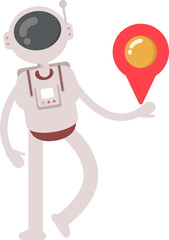 Astronaut Character Holding Map Pin
