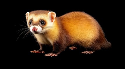 Playful ferret in studio environment animal photography close-up shot vibrant colors