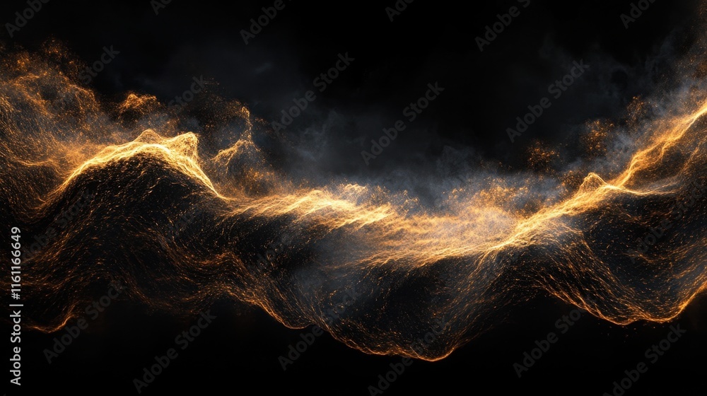 Poster artwork showcases swirling golden smoke patterns against a dark background, creating a mesmerizing v