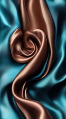 Abstract Swirling Teal and Bronze Silk Fabric Texture