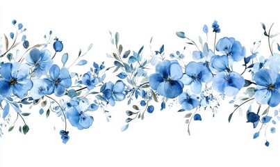 Elegant Blue Floral Arrangement with Delicate Leaves and Blossoms