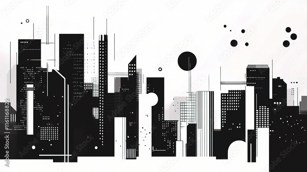 Poster abstract black and white architecture background for business use