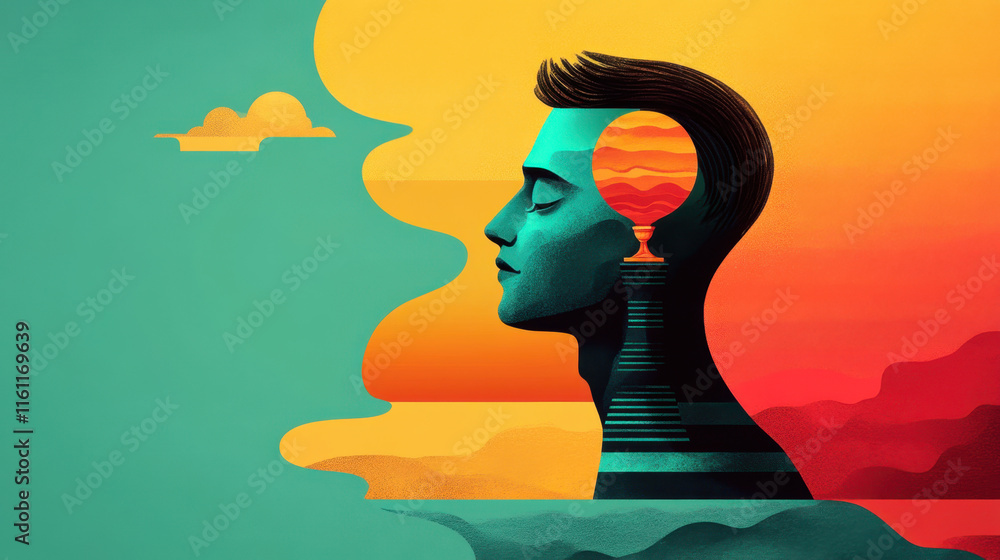 Poster narcissistic, a character gazes affectionately at their reflection, capturing a moment of introspect