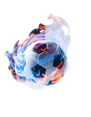 Fiery Soccer Ball Enveloped in Blue Flames
