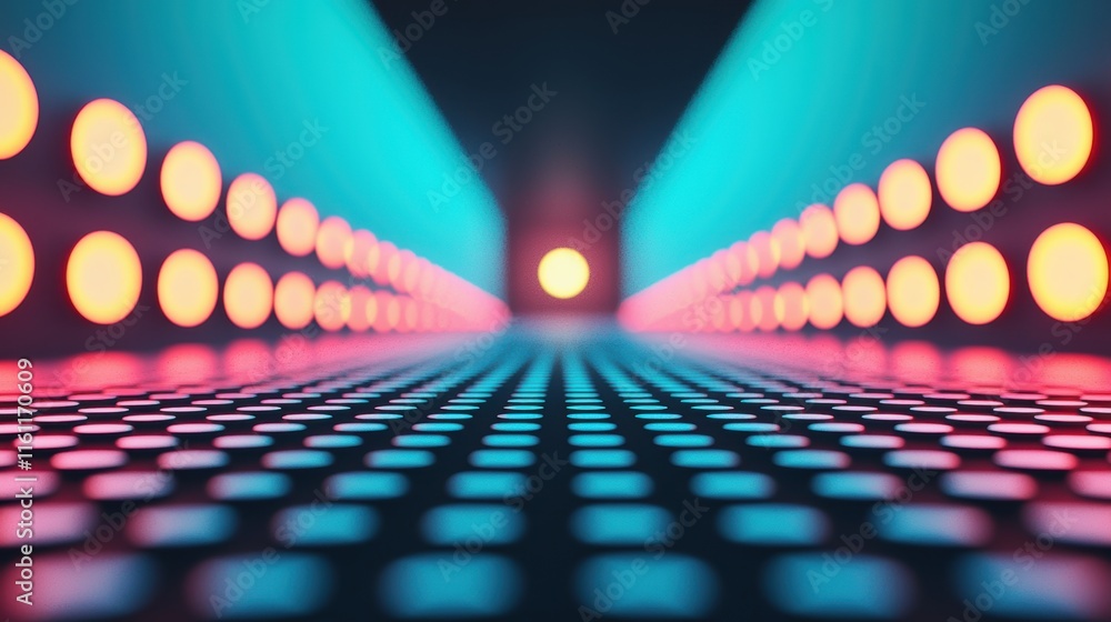 Aufkleber a hypnotic display of pulsating neon dots arranged in a grid formation, their rhythmic flashing crea