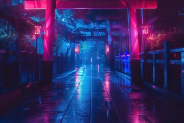 Obraz premium kyoto neon light background