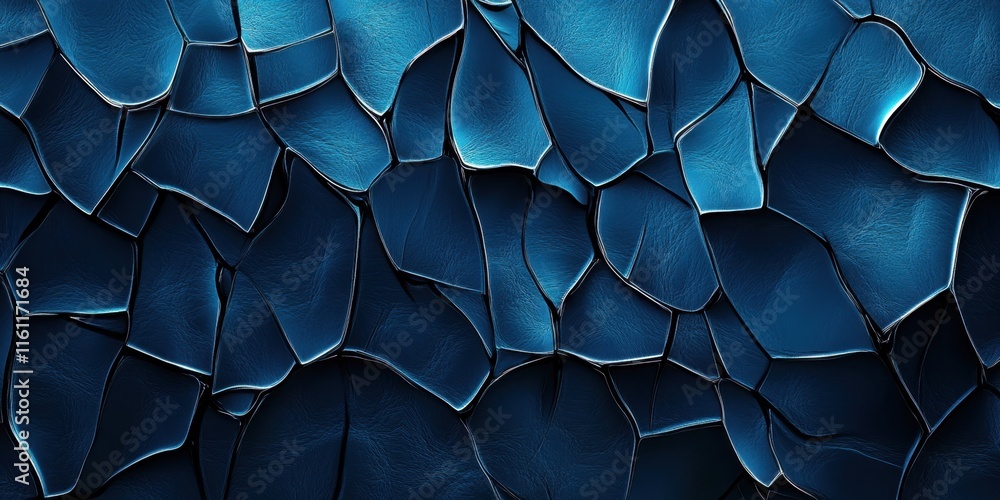 Poster close-up view of a textured blue surface featuring layered shapes that create an intriguing visual p