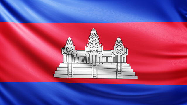 Cambodia flag picture, close-up shot of cambodian nation flag, asia, animated flag background photo, 3D photo of a flag, national symbol of asian country, patriotism, full screen - Powered by Adobe