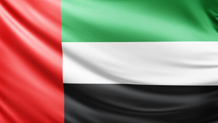 Obraz premium United Arab Emirate flag picture, close-up shot of united arab emirates nation flag, asia, animated flag background photo, 3D photo of a flag, national symbol of asian country, patriotism, full screen