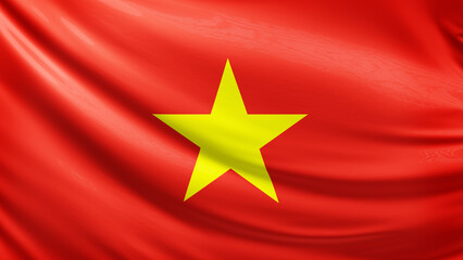 Vietnam flag picture, close-up shot of vietnamese nation flag, asia, animated flag background photo, 3D photo of a flag, national symbol of asian country, patriotism, full screen