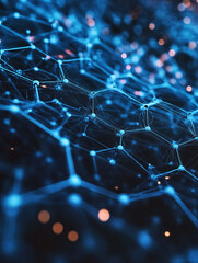 Obraz premium Abstract Macro Visualization of Honeycomb-Like Structures with Vibrant Colors and Dynamic Lighting Effects