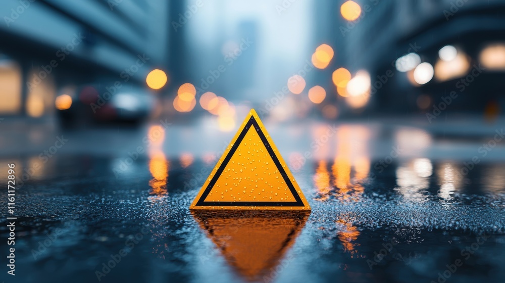 Aufkleber a close up of a bright yellow yield sign, with its distinctive triangular shape and bold lettering c