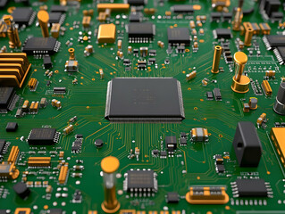 Green Circuit Board 3D Illustration