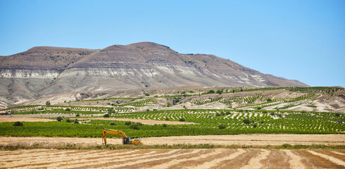 Beautiful mountain landscape. The Central Anatolia region in Turkey. Agricultural industry