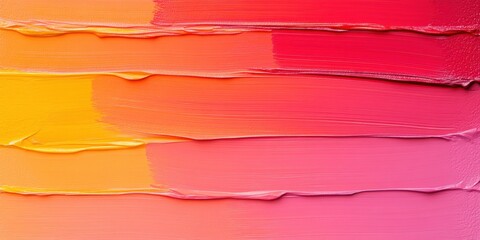 Bright orange and pink paint strokes blend seamlessly to form a beautiful gradient, showcasing creativity and artistic expression in a studio setting