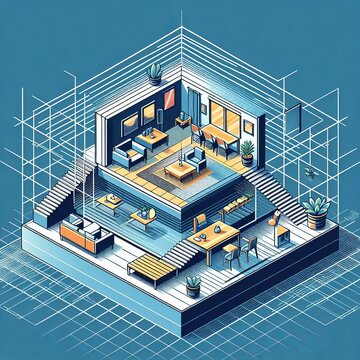 92 Isometric Uses parallel lines at degree angles to create a se