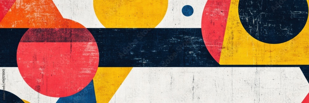 Poster abstract retro risograph design featuring colorful shapes suitable for text placement. generative ai