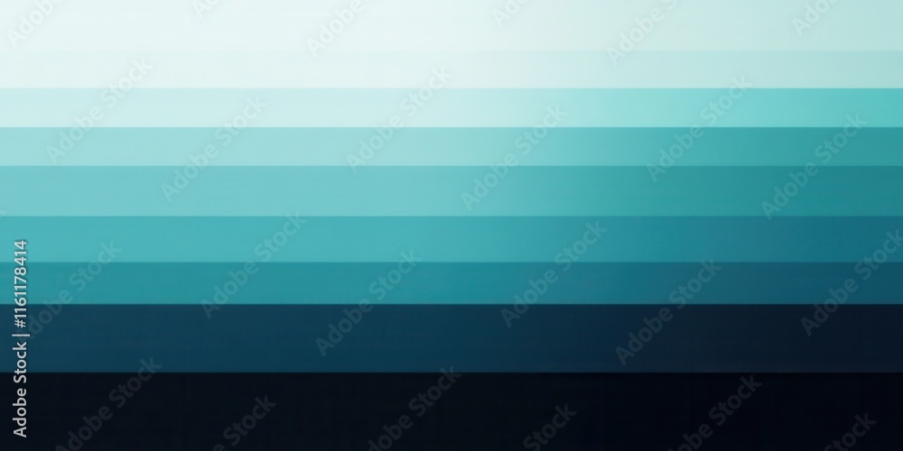Poster horizontal stripes create a calming visual in varying shades of blue and teal, transitioning smoothl