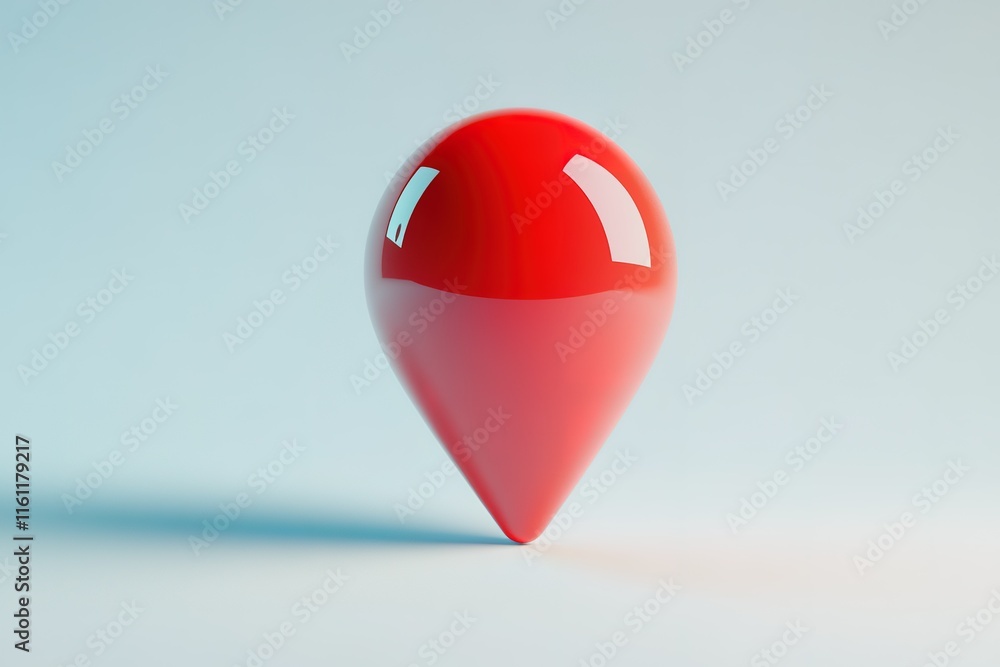Poster glossy red 3d marker pin. perfect for location, map, or navigation concepts.