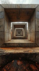 Obraz premium Endless Concrete Corridor A Perspective of Architectural Depth